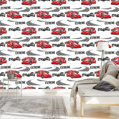 Wallpaper In Cars Rally Cars Children's Room