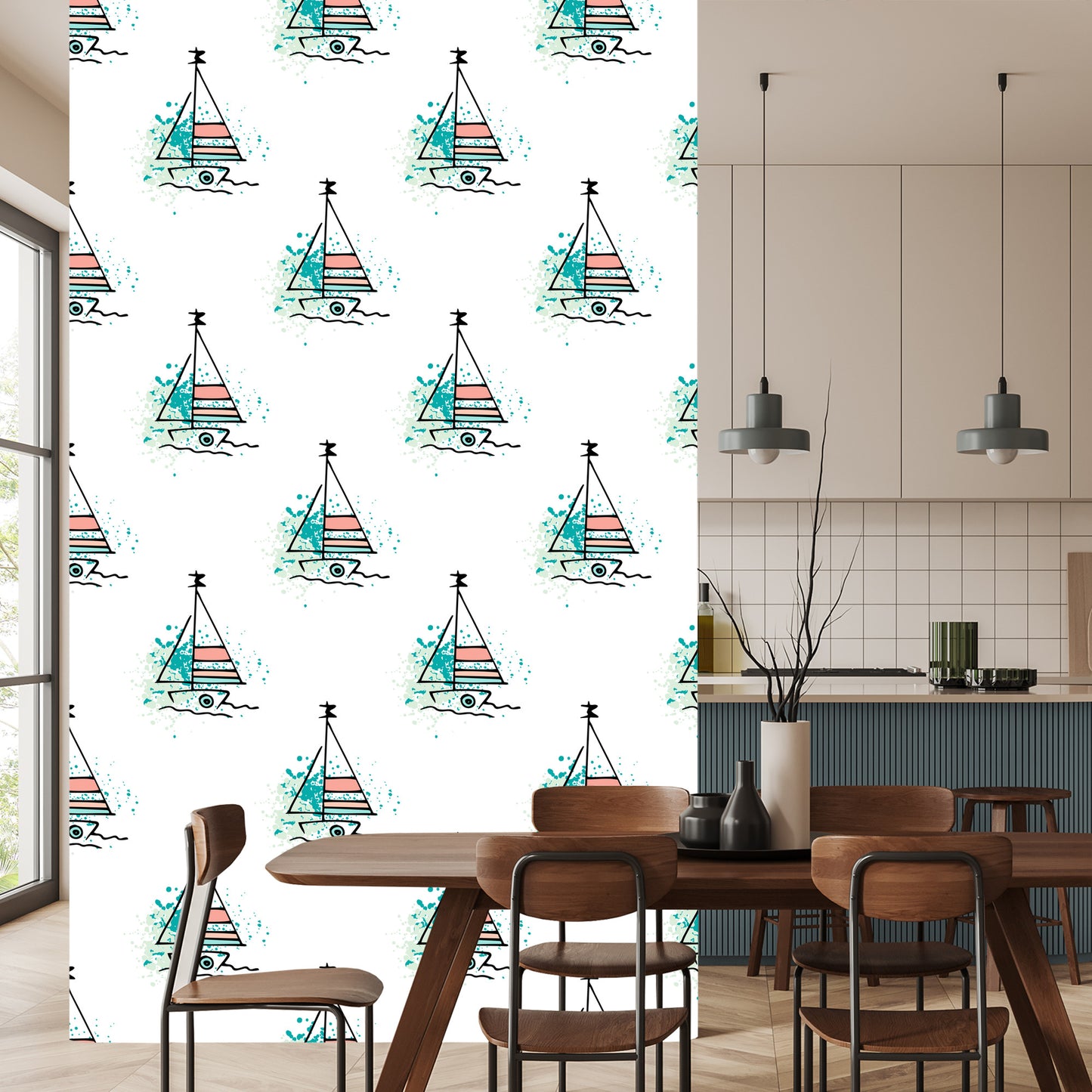 Wallpaper Minimalist Sailboats