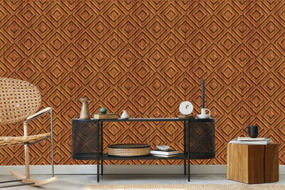 Wallpaper Wooden Geometric Retro Pattern