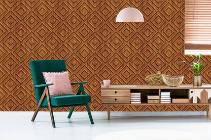 Wallpaper Wooden Geometric Retro Pattern