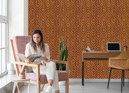 Wallpaper Wooden Geometric Retro Pattern