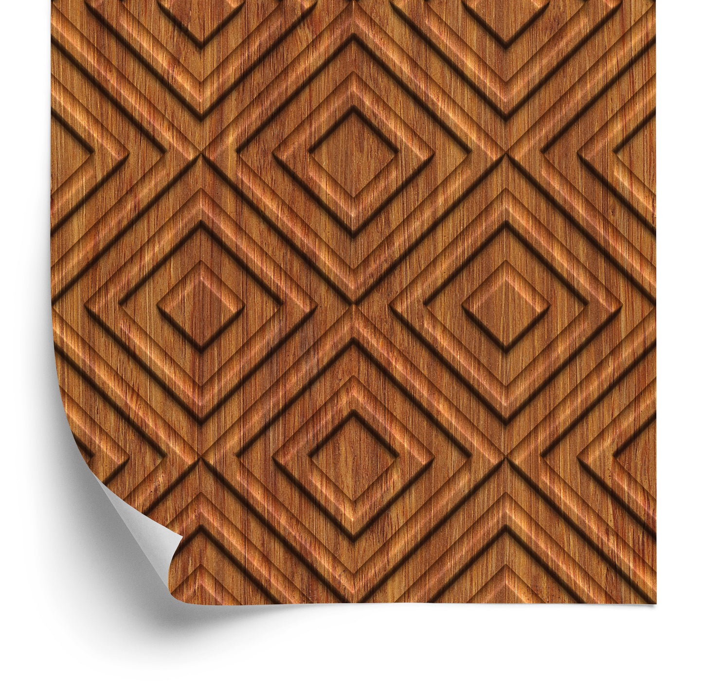 Wallpaper Wooden Geometric Retro Pattern