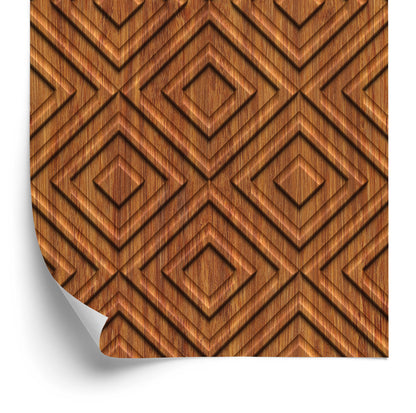 Wallpaper Wooden Geometric Retro Pattern