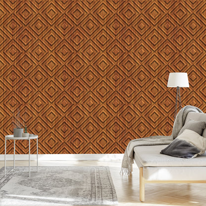Wallpaper Wooden Geometric Retro Pattern