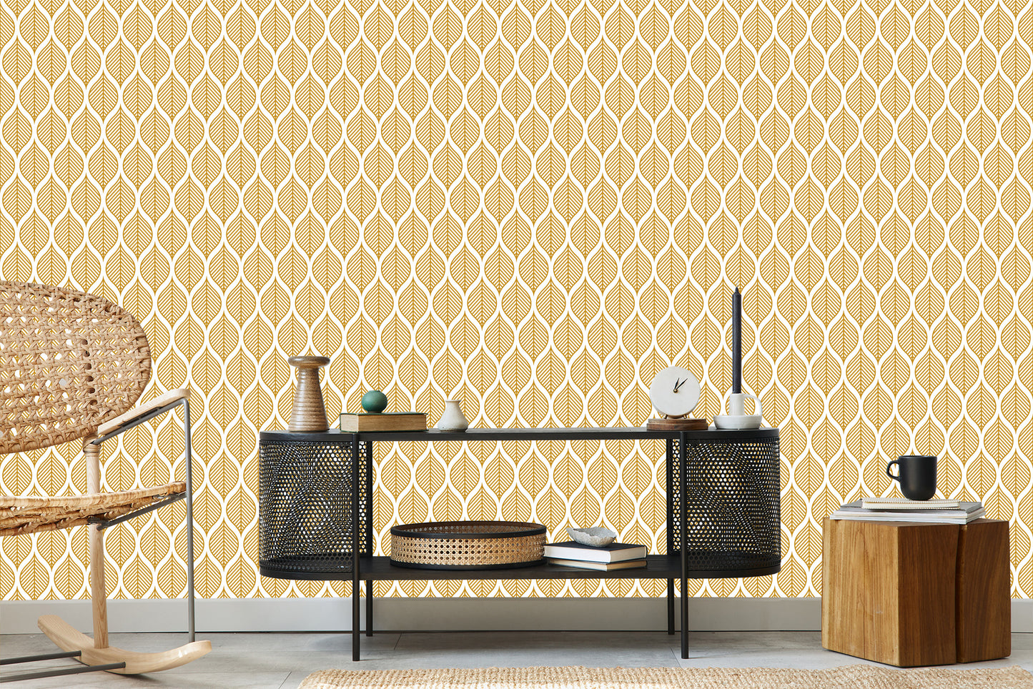 Wallpaper Retro - Beautiful Geometric Leaves