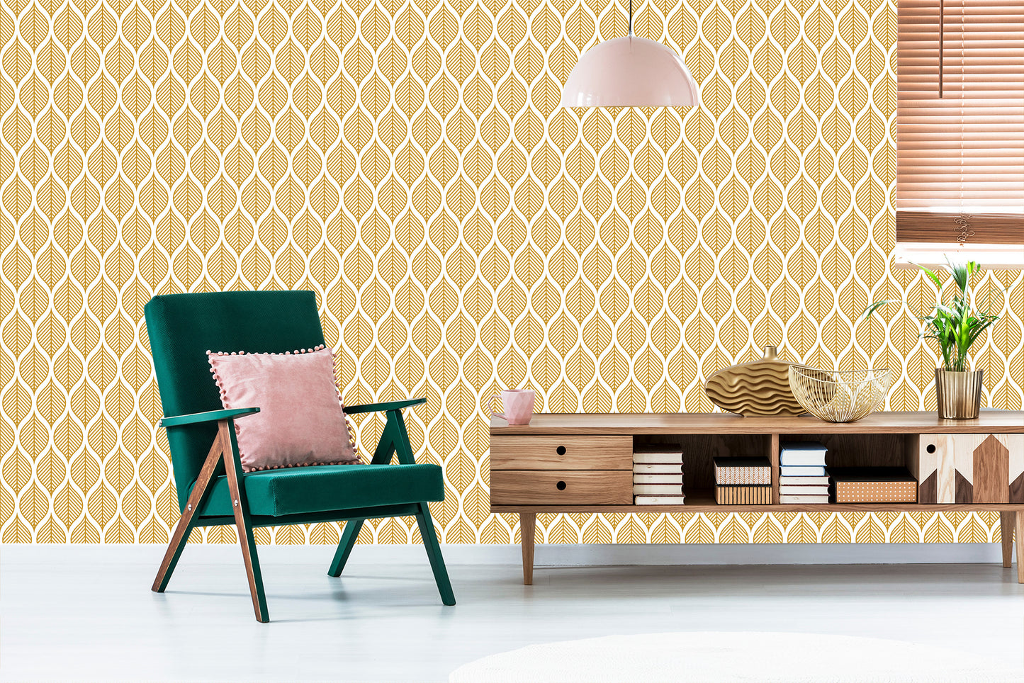 Wallpaper Retro - Beautiful Geometric Leaves