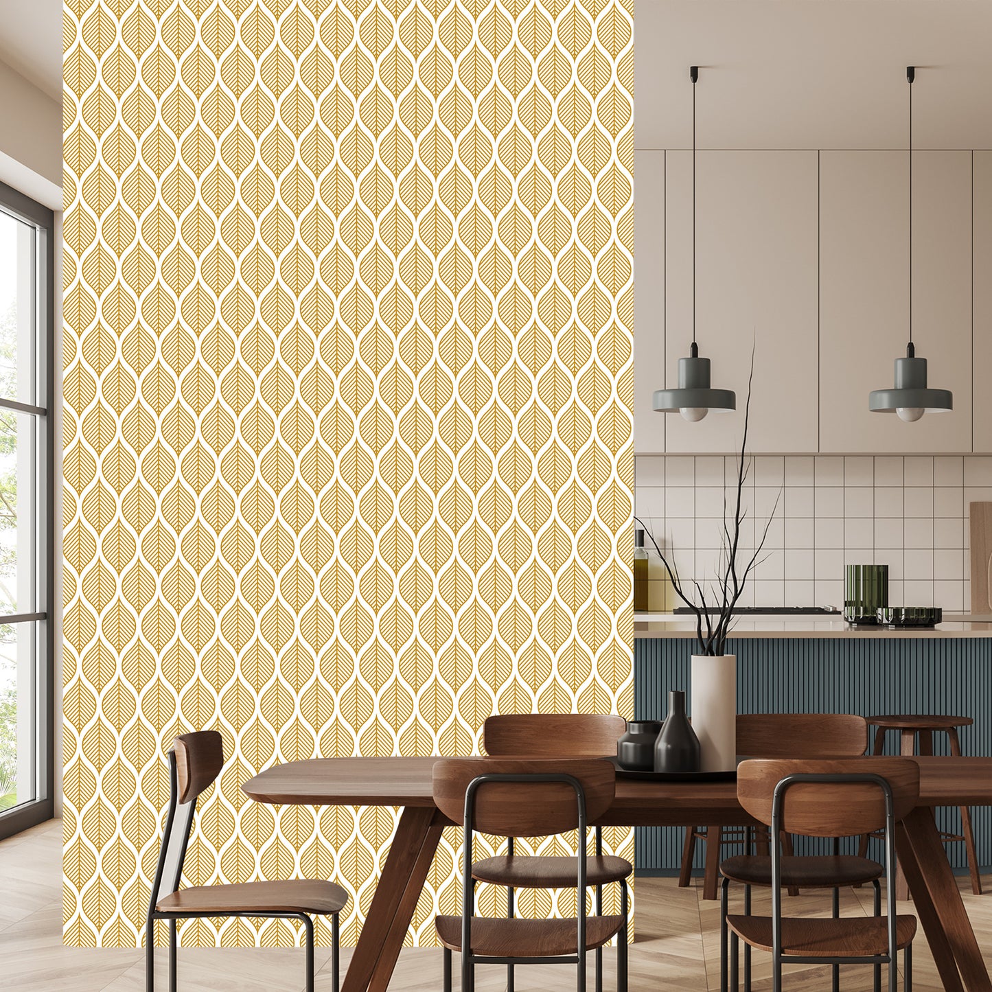 Wallpaper Retro - Beautiful Geometric Leaves