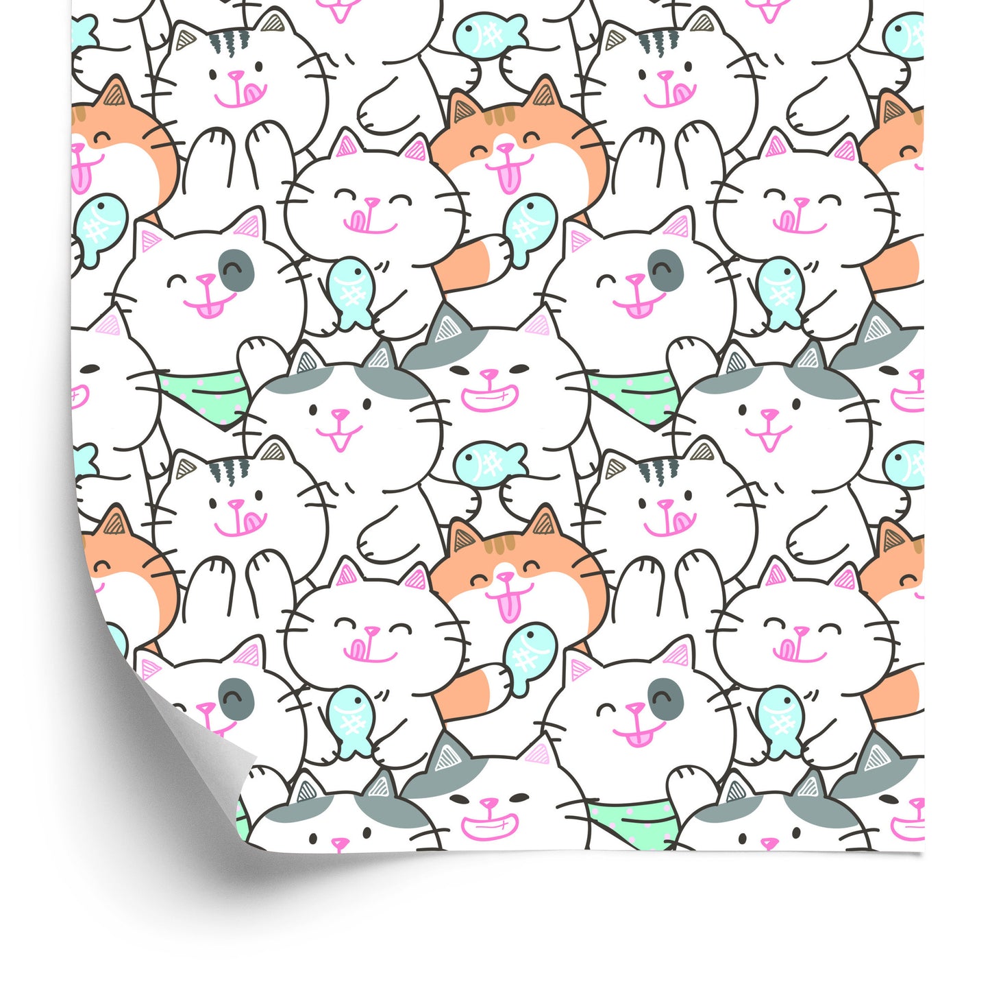 Wallpaper For Children - Happy Cats And Fish