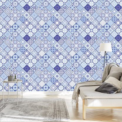 Wallpaper Tile Imitation Mosaic Patterns Dining Room