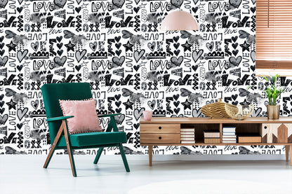 Wallpaper Hearts With Inscriptions