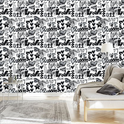Wallpaper Hearts With Inscriptions