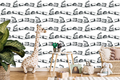 Wallpaper Drawn Black And White Queue