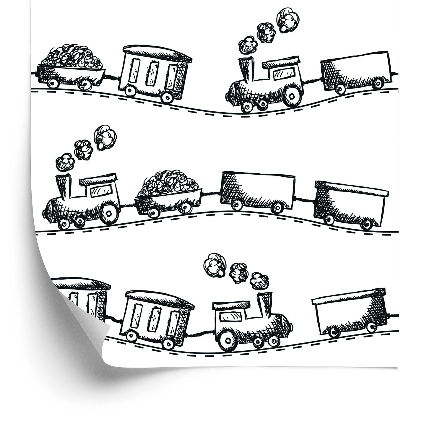 Wallpaper Drawn Black And White Queue