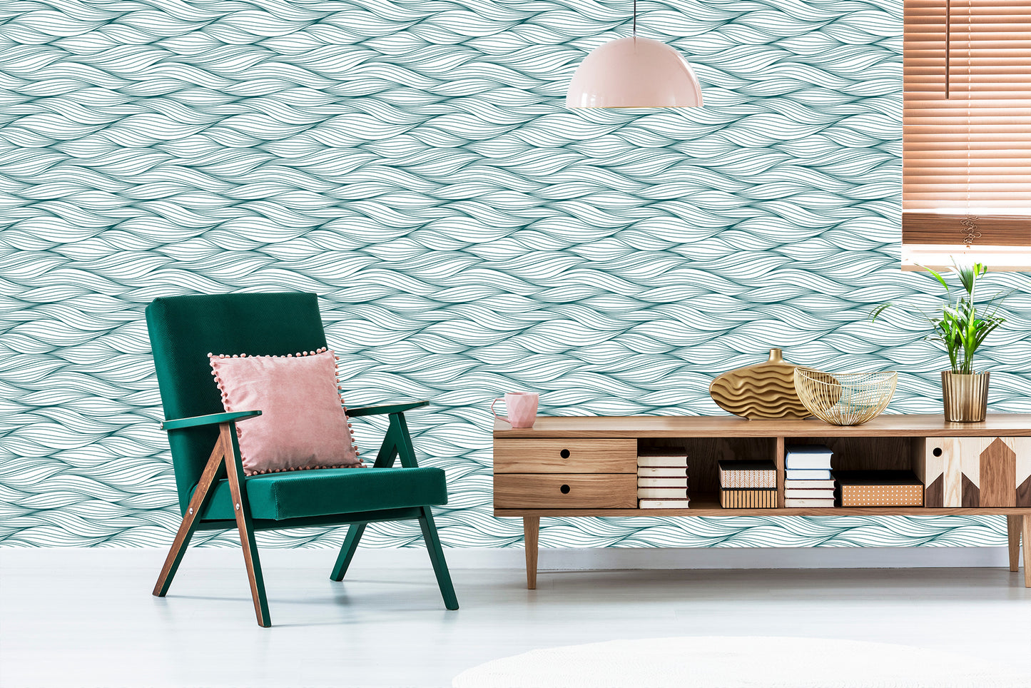Wallpaper Retro Irrgeular Waves On White Background