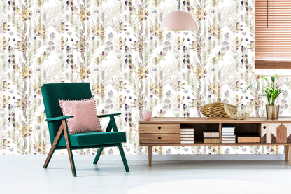 Wallpaper Vintage Style Succulents And Ferns