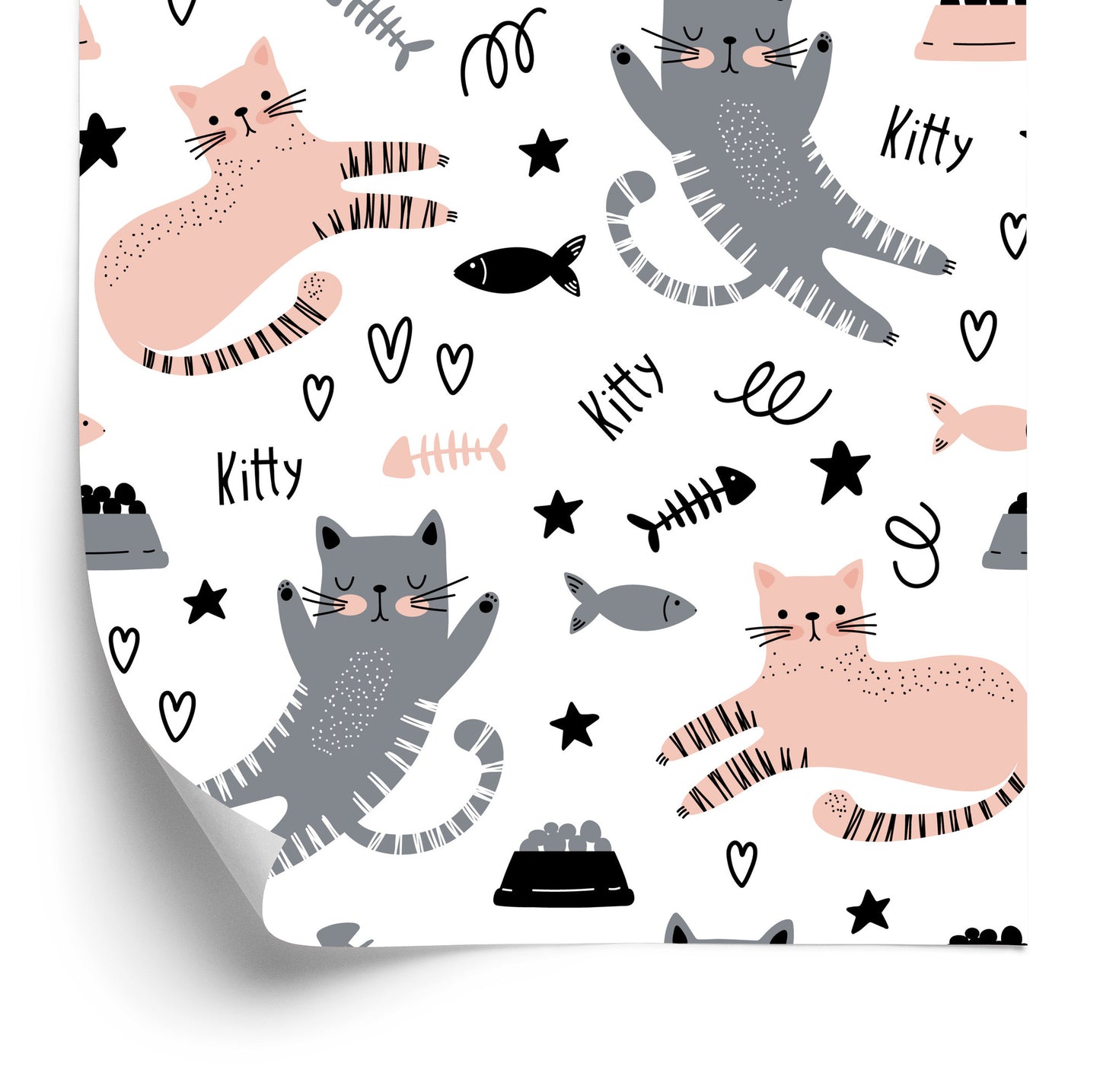 Wallpaper Cute Cats In Scandinavian Style