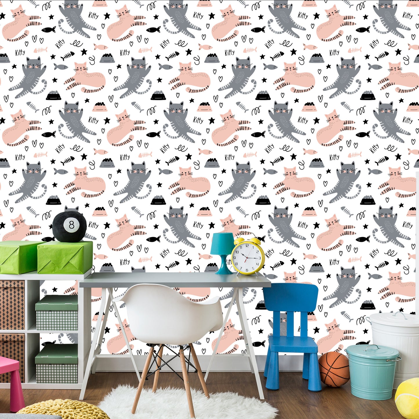 Wallpaper Cute Cats In Scandinavian Style