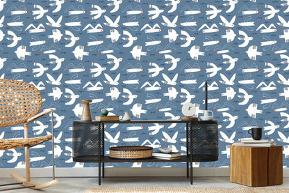 Wallpaper Birds In Scandinavain Style