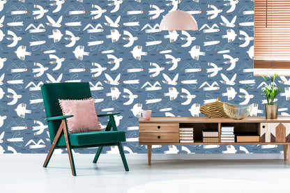 Wallpaper Birds In Scandinavain Style