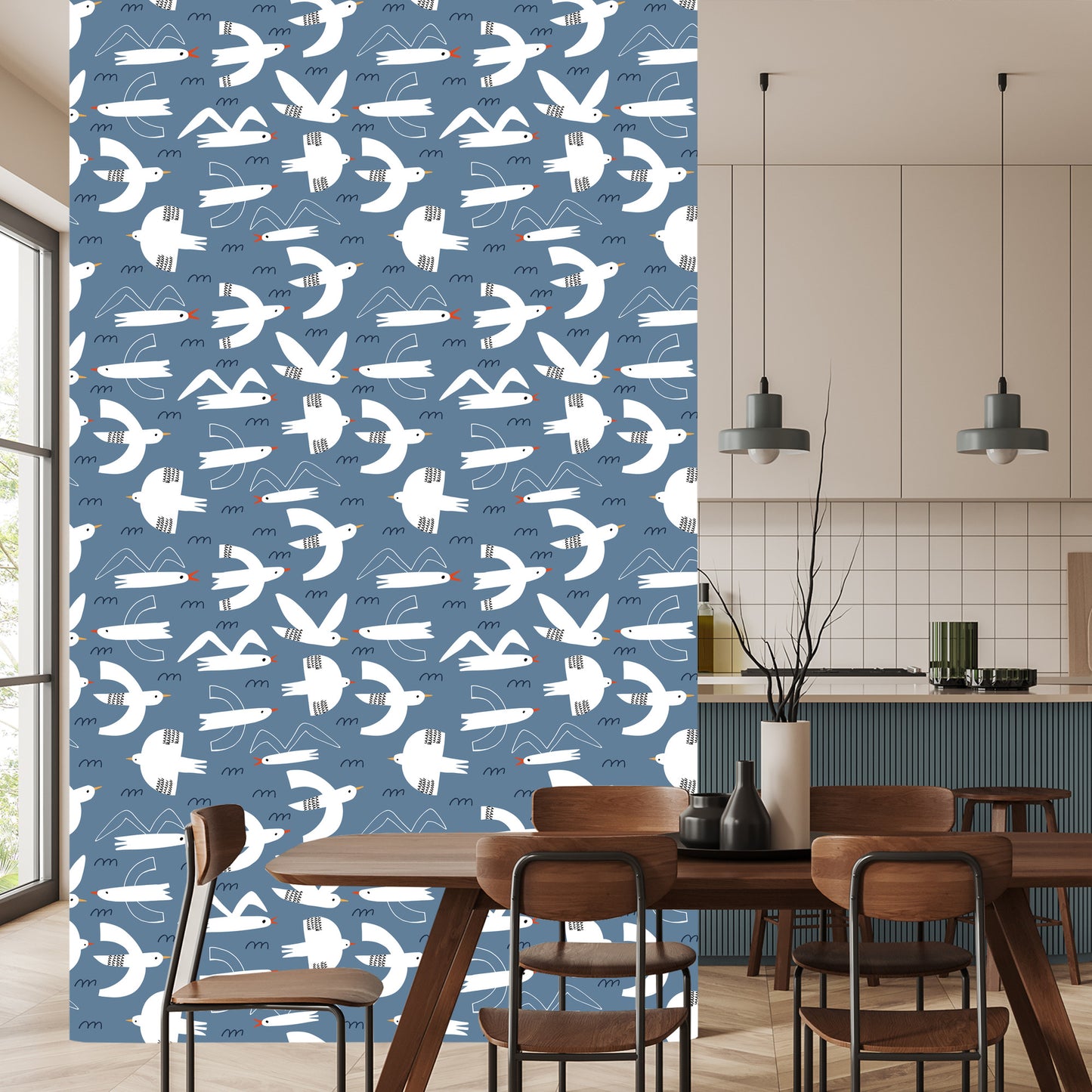 Wallpaper Birds In Scandinavain Style