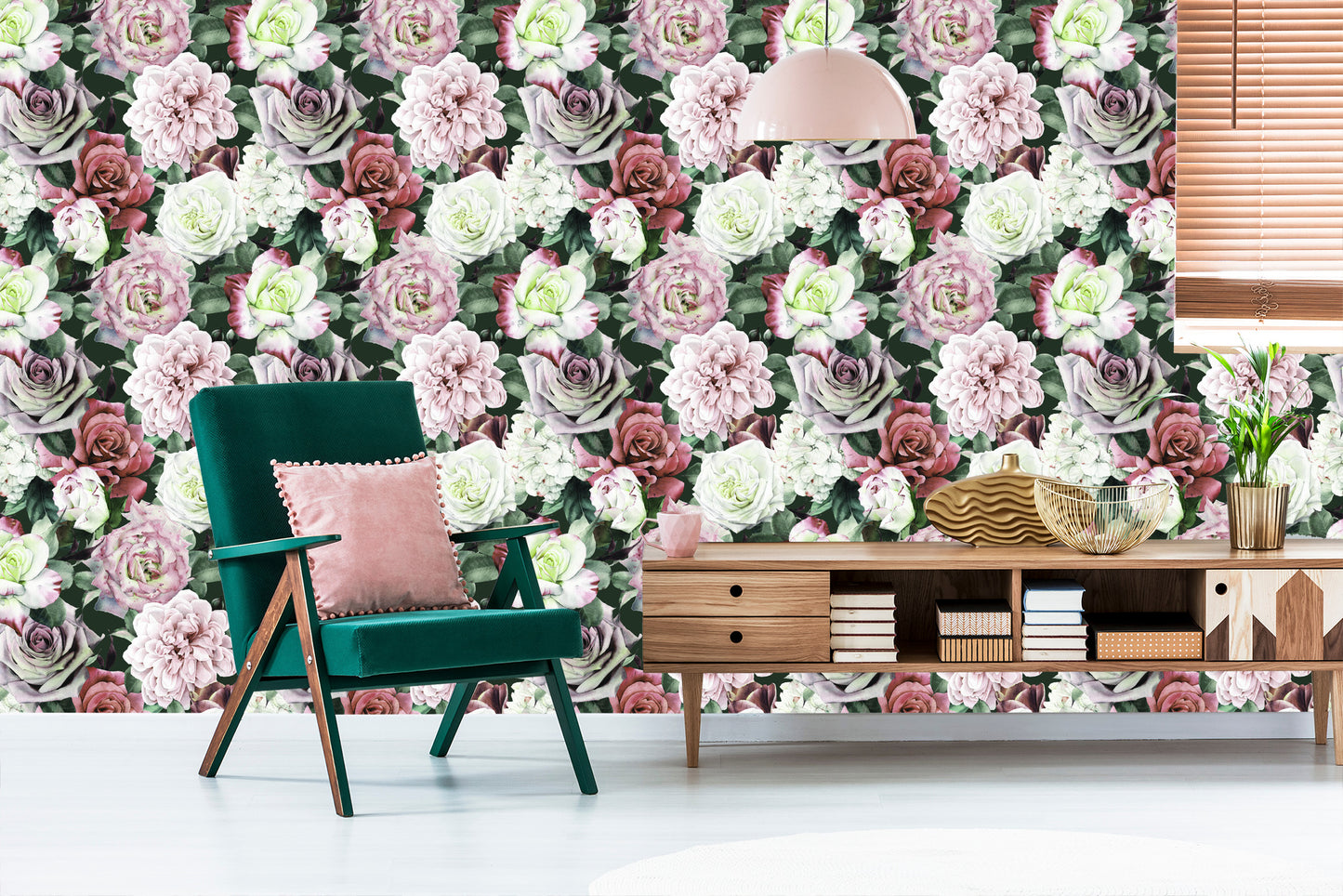 Wallpaper Peonies In The Middle Of Leaves