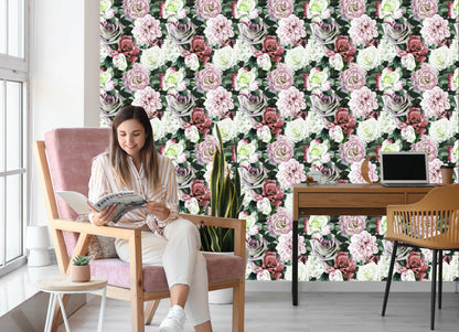 Wallpaper Peonies In The Middle Of Leaves