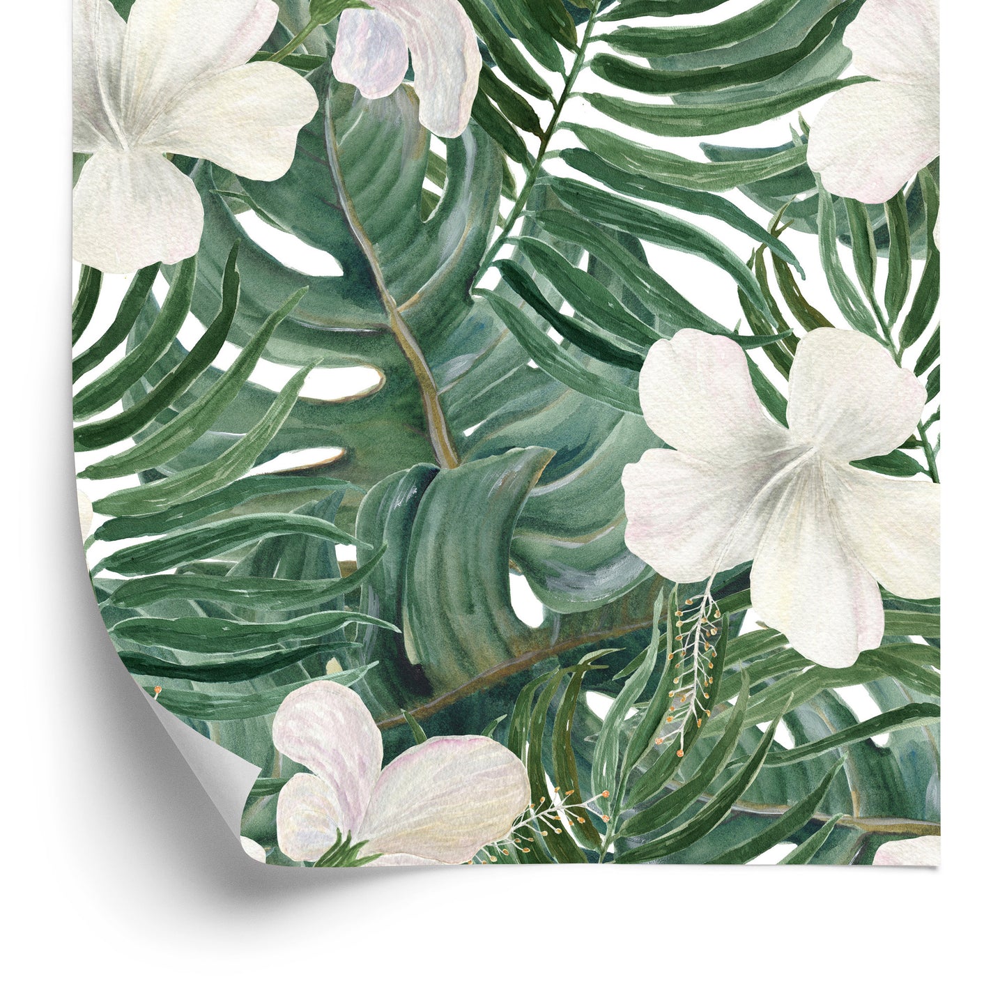 Wallpaper Palm Leaves With Hibiscus