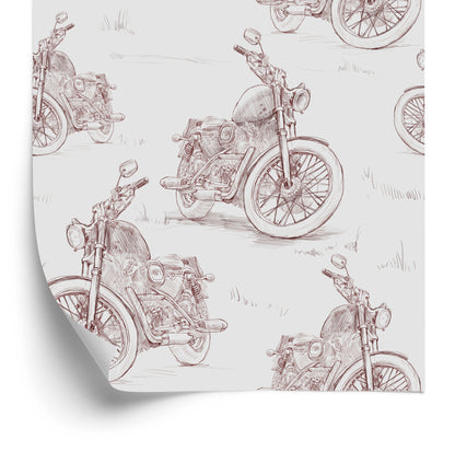 Wallpaper Sketched Retro Motorcycles 3D