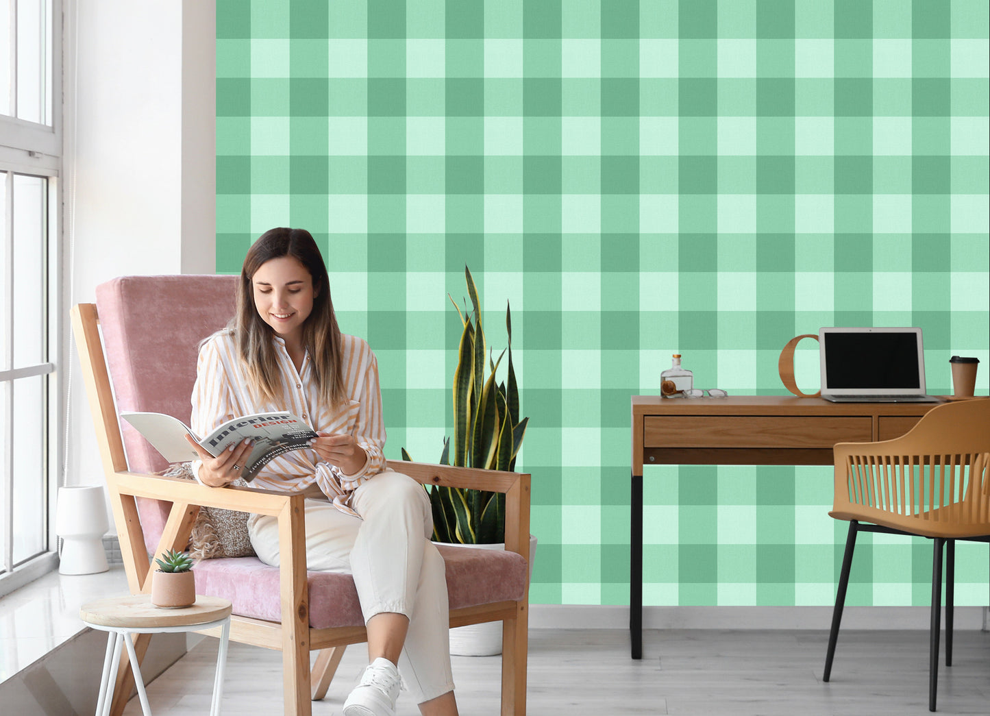 Wallpaper Beautiful Lattice In Shades Of Green