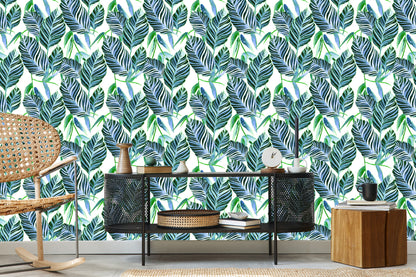 Wallpaper Exotic Watercolor Leaves