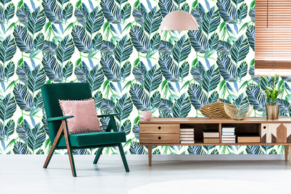 Wallpaper Exotic Watercolor Leaves