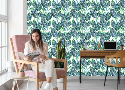 Wallpaper Exotic Watercolor Leaves