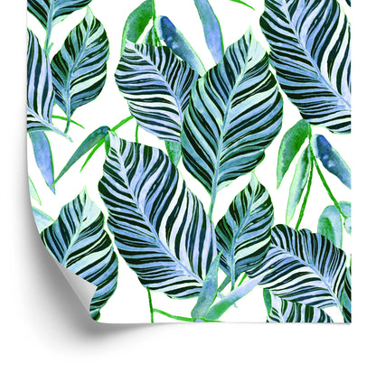Wallpaper Exotic Watercolor Leaves