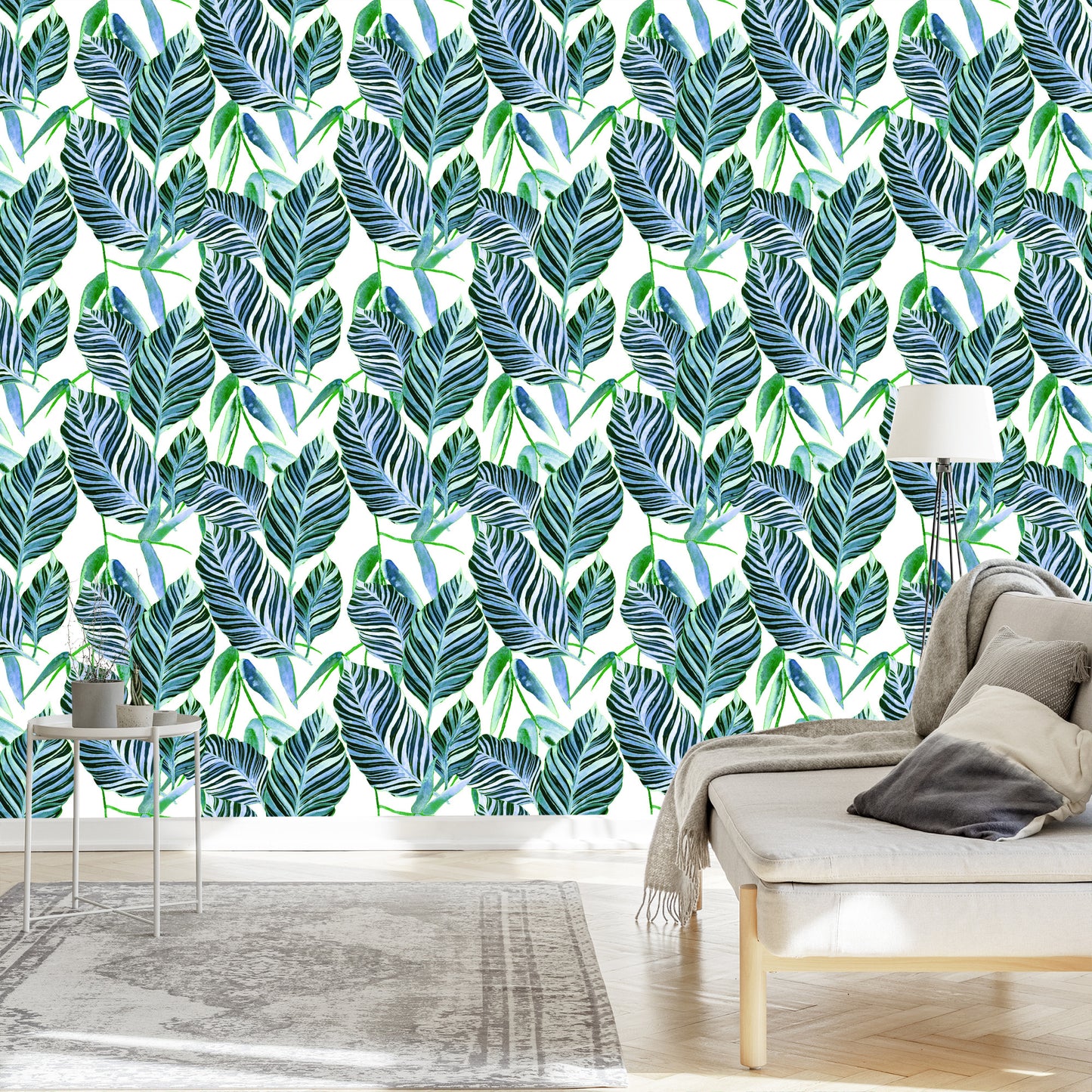 Wallpaper Exotic Watercolor Leaves