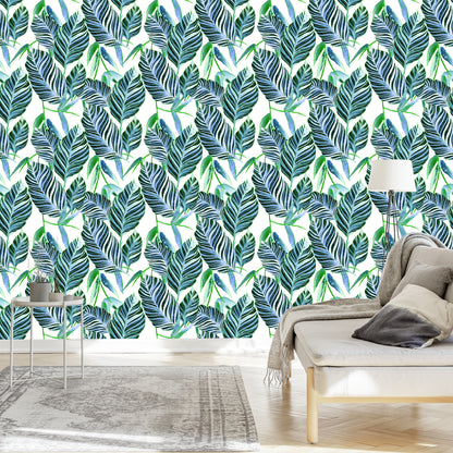 Wallpaper Exotic Watercolor Leaves