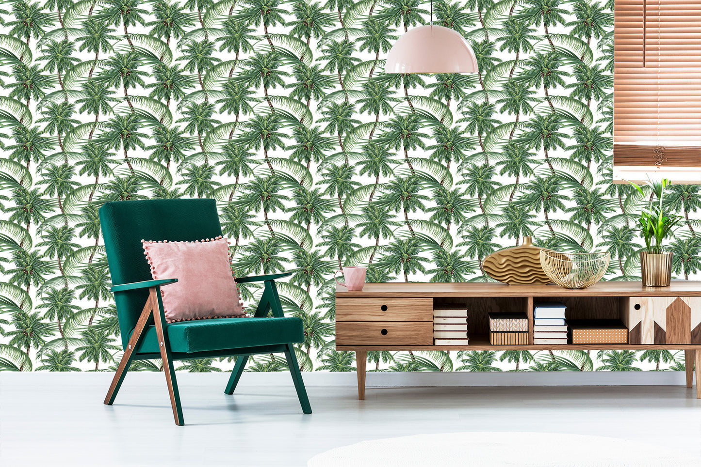 Wallpaper Green. Nature. Palm Trees. Bedroom