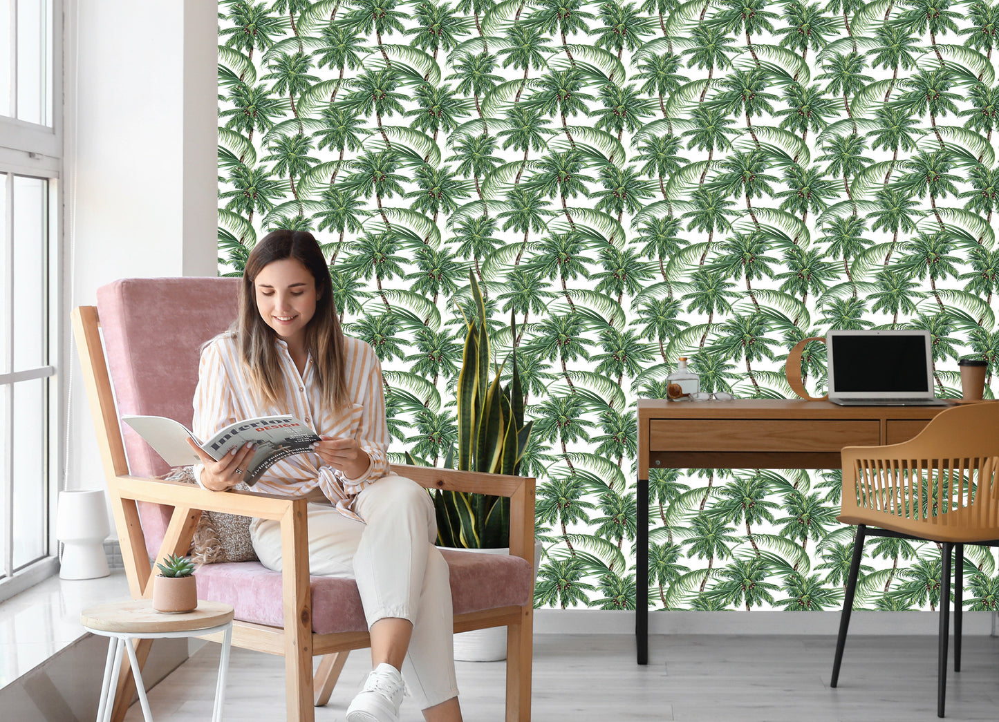 Wallpaper Green. Nature. Palm Trees. Bedroom