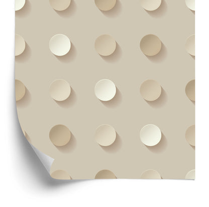 Wallpaper Polka Dots In Shades Of Beige - 3D Effect