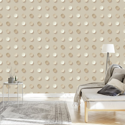 Wallpaper Polka Dots In Shades Of Beige - 3D Effect
