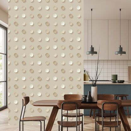 Wallpaper Polka Dots In Shades Of Beige - 3D Effect