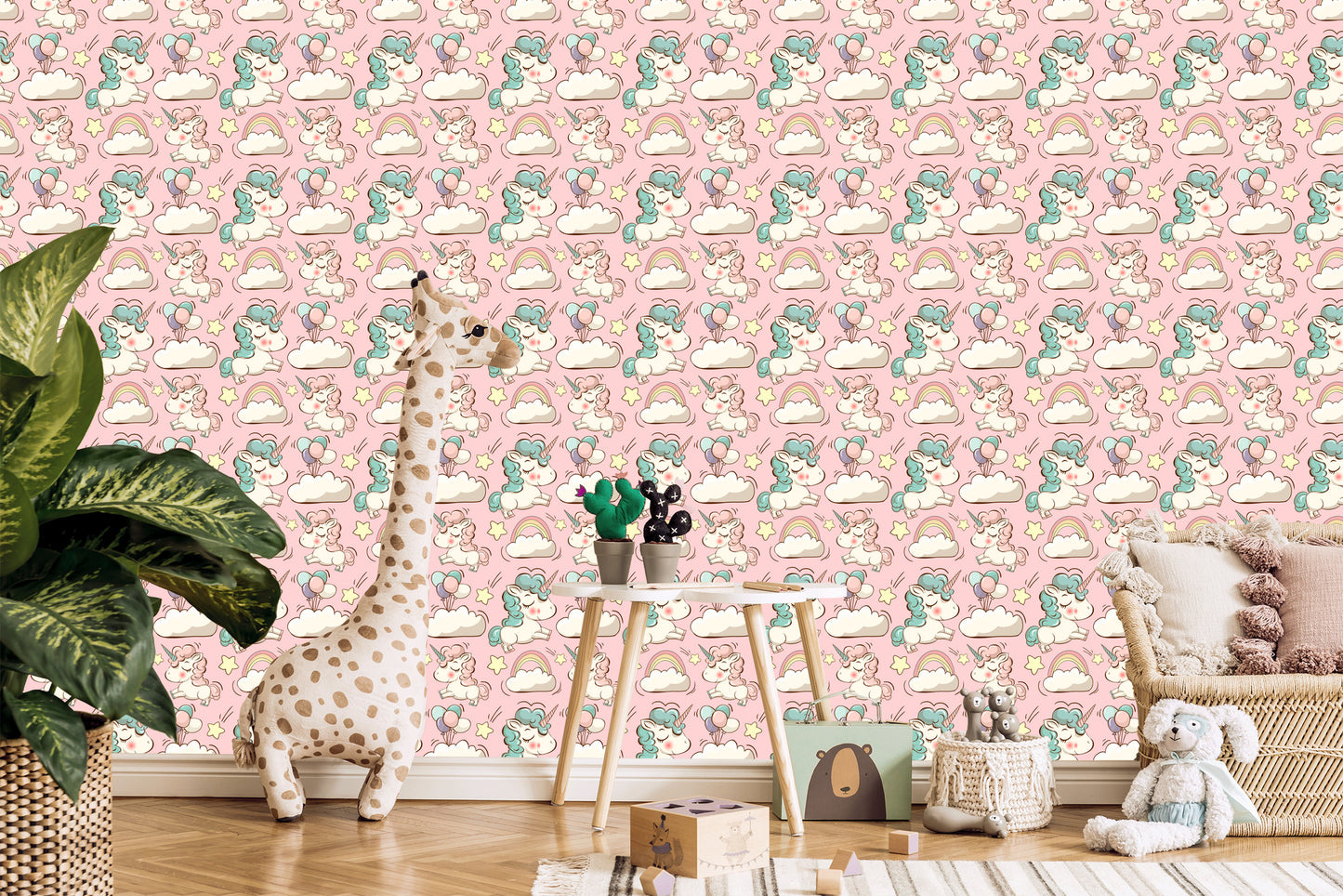 Wallpaper For Children - Unicorns, Clouds And Stars