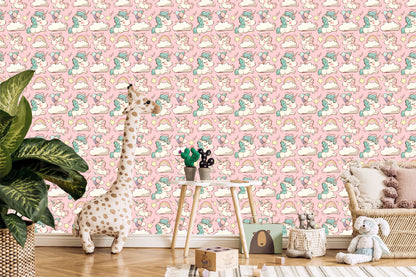 Wallpaper For Children - Unicorns, Clouds And Stars