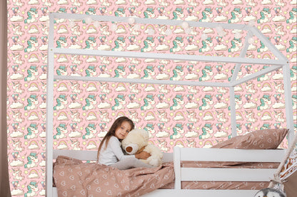 Wallpaper For Children - Unicorns, Clouds And Stars