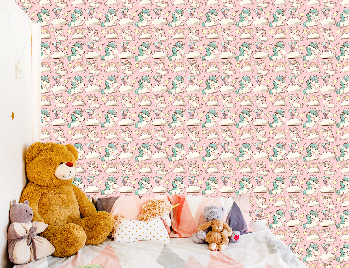 Wallpaper For Children - Unicorns, Clouds And Stars