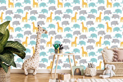 Wallpaper For Boys Pastel Safari Animals