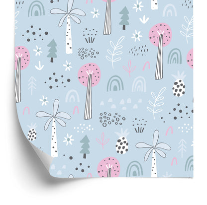 Wallpaper For Children - A Colorful Jungle In The Scandinavian Style