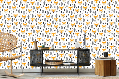 Wallpaper Foxes With Leaves