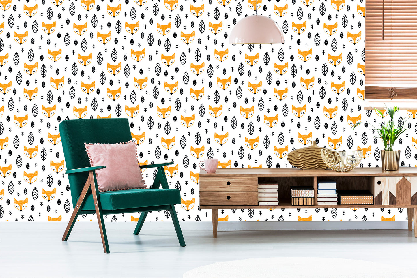 Wallpaper Foxes With Leaves