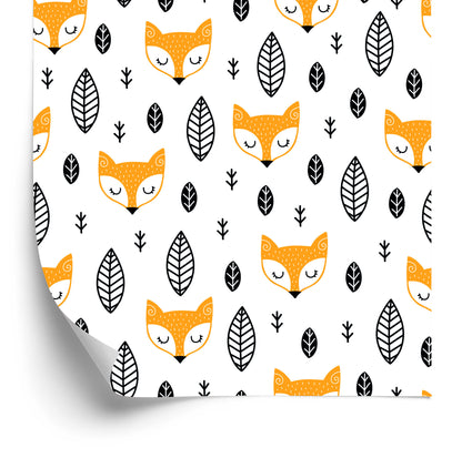 Wallpaper Foxes With Leaves