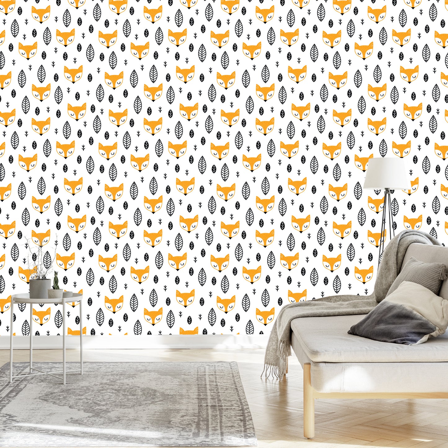 Wallpaper Foxes With Leaves